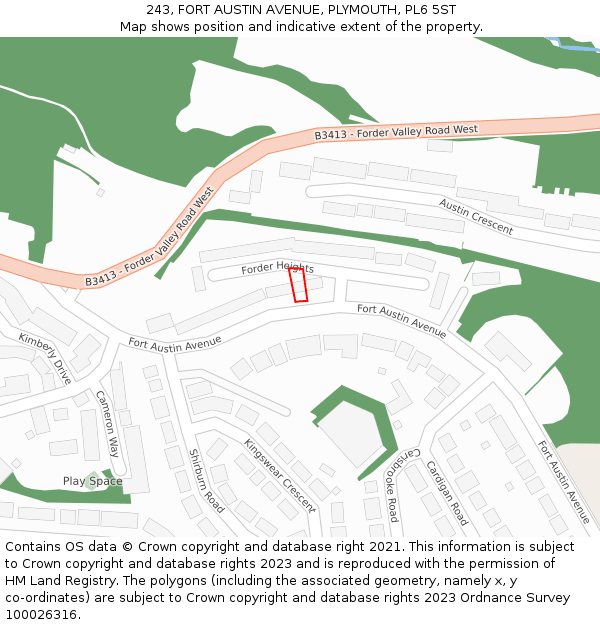 243, FORT AUSTIN AVENUE, PLYMOUTH, PL6 5ST: Location map and indicative extent of plot