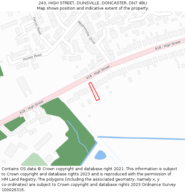 243, HIGH STREET, DUNSVILLE, DONCASTER, DN7 4BU: Location map and indicative extent of plot