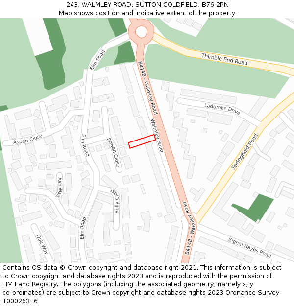 243, WALMLEY ROAD, SUTTON COLDFIELD, B76 2PN: Location map and indicative extent of plot