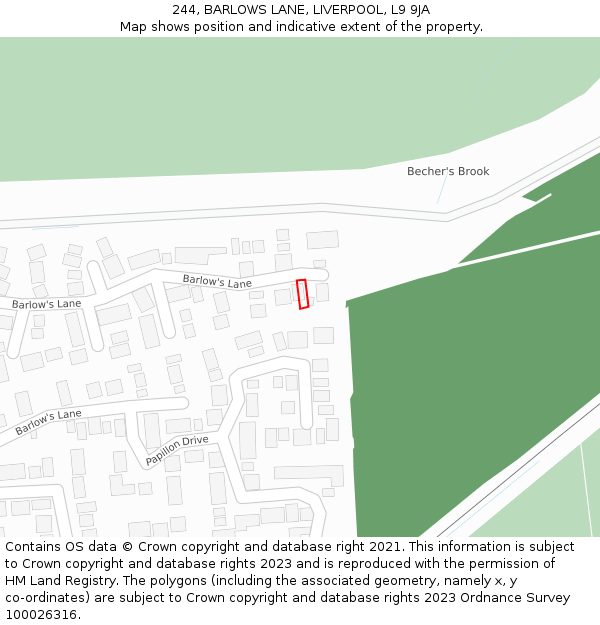 244, BARLOWS LANE, LIVERPOOL, L9 9JA: Location map and indicative extent of plot