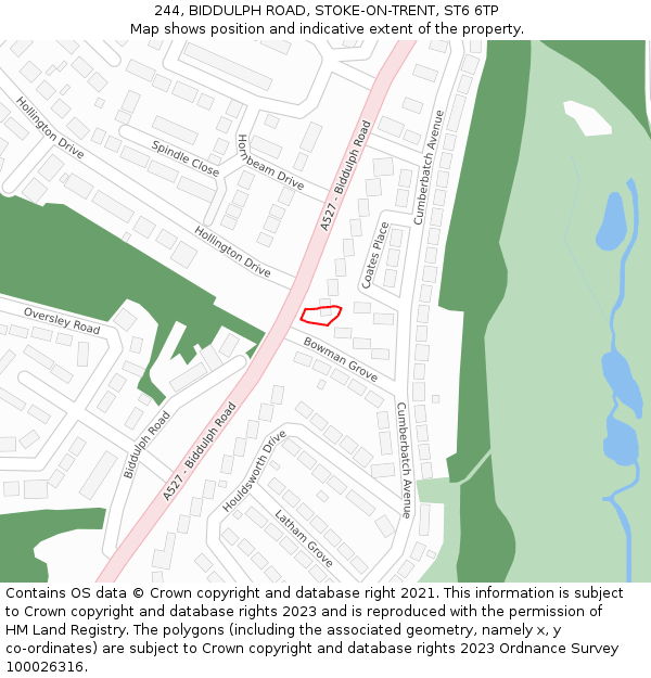 244, BIDDULPH ROAD, STOKE-ON-TRENT, ST6 6TP: Location map and indicative extent of plot