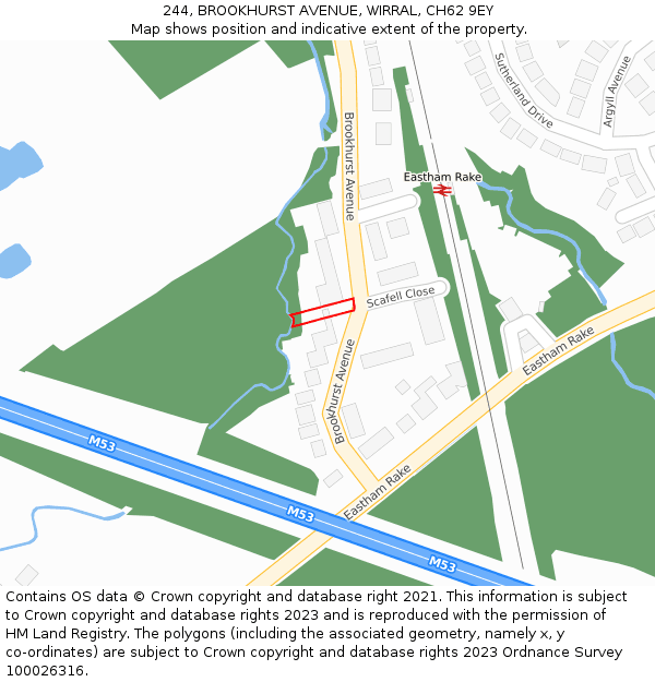 244, BROOKHURST AVENUE, WIRRAL, CH62 9EY: Location map and indicative extent of plot