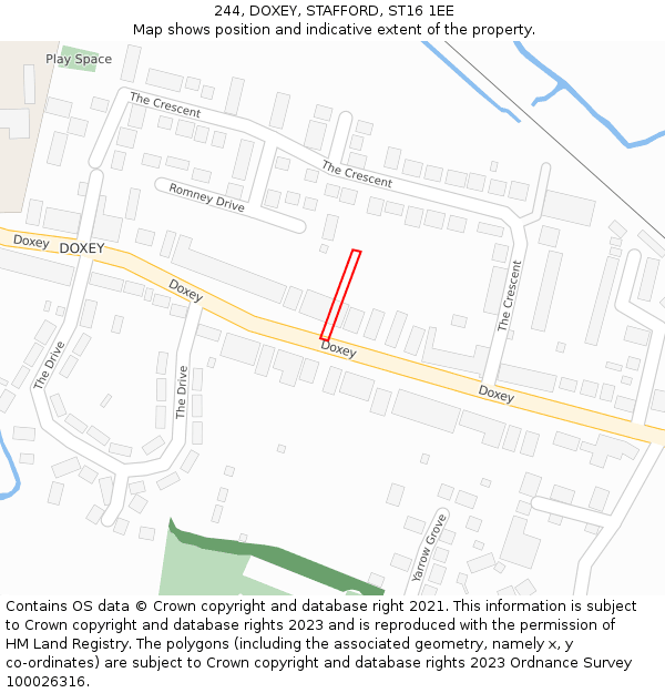 244, DOXEY, STAFFORD, ST16 1EE: Location map and indicative extent of plot