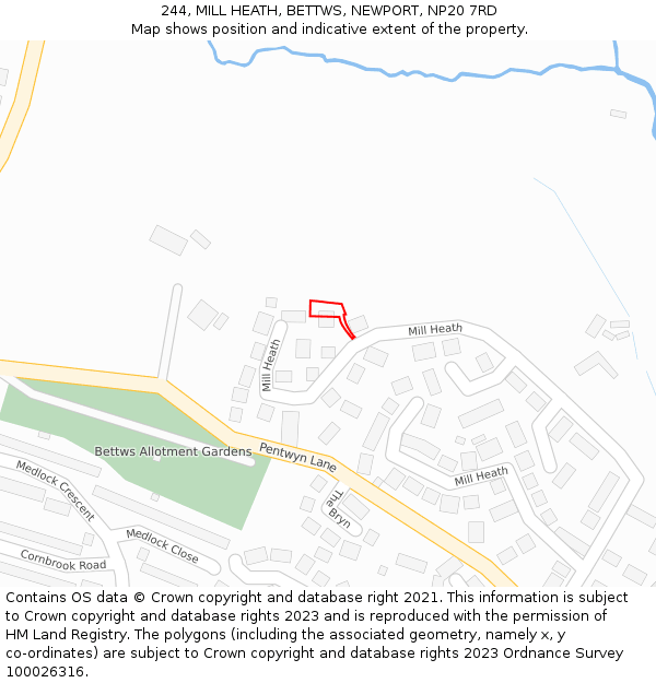 244, MILL HEATH, BETTWS, NEWPORT, NP20 7RD: Location map and indicative extent of plot