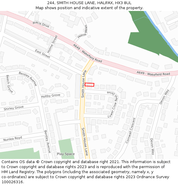 244, SMITH HOUSE LANE, HALIFAX, HX3 8UL: Location map and indicative extent of plot