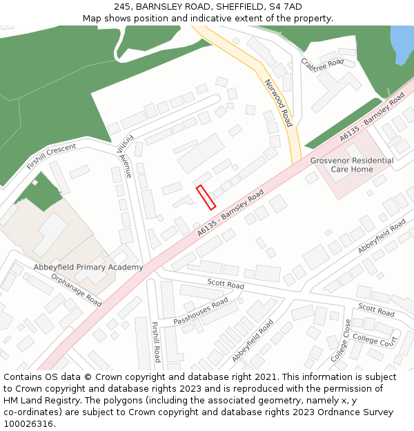 245, BARNSLEY ROAD, SHEFFIELD, S4 7AD: Location map and indicative extent of plot