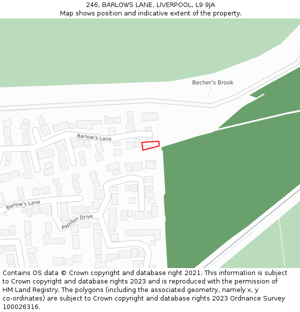 246, BARLOWS LANE, LIVERPOOL, L9 9JA: Location map and indicative extent of plot