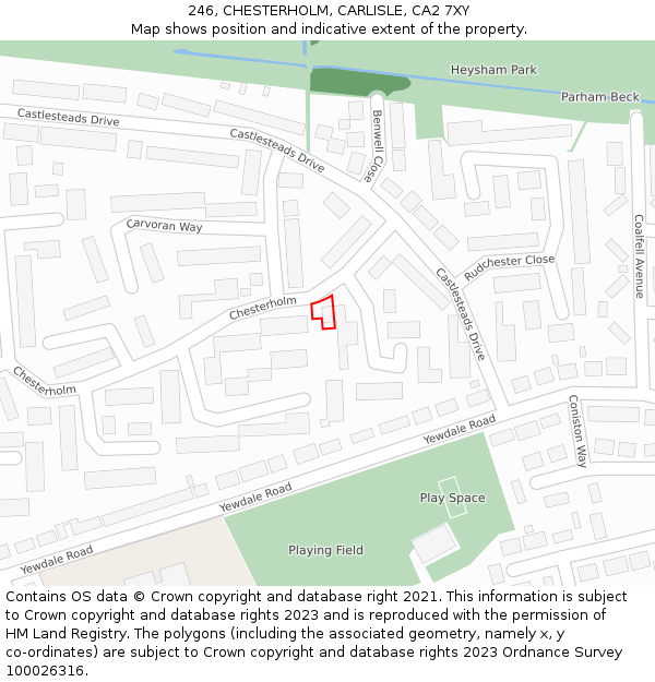 246, CHESTERHOLM, CARLISLE, CA2 7XY: Location map and indicative extent of plot