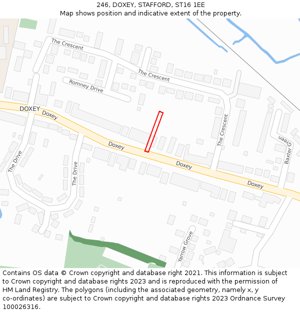 246, DOXEY, STAFFORD, ST16 1EE: Location map and indicative extent of plot