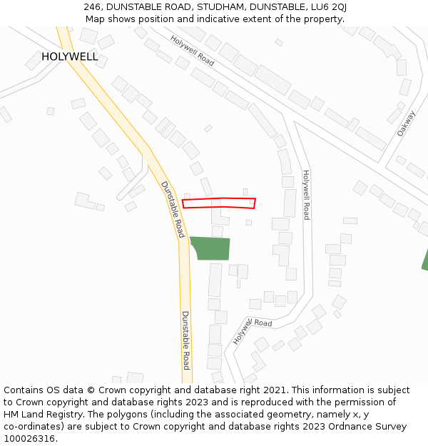 246, DUNSTABLE ROAD, STUDHAM, DUNSTABLE, LU6 2QJ: Location map and indicative extent of plot