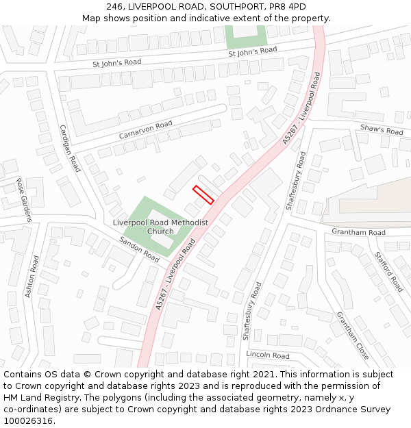 246, LIVERPOOL ROAD, SOUTHPORT, PR8 4PD: Location map and indicative extent of plot