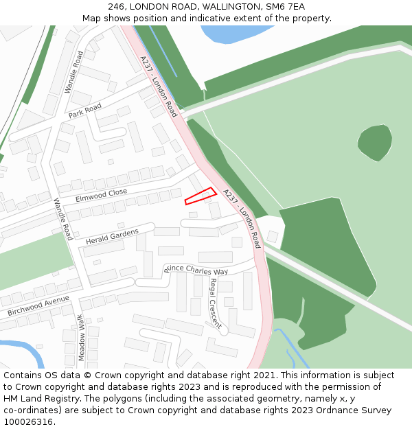 246, LONDON ROAD, WALLINGTON, SM6 7EA: Location map and indicative extent of plot