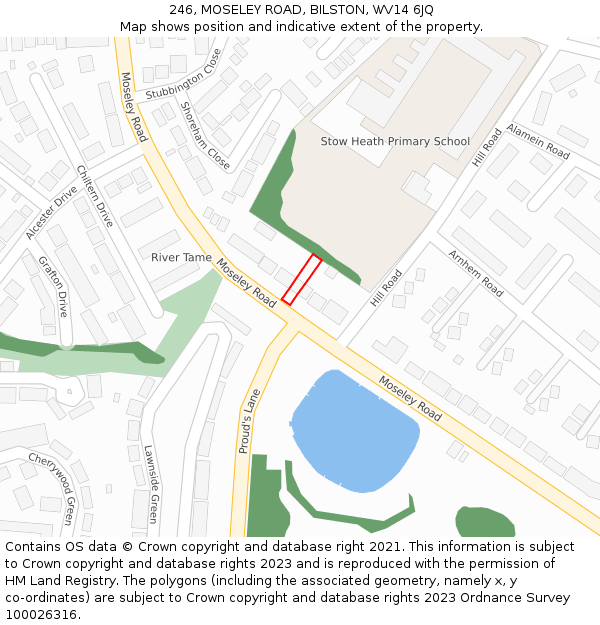246, MOSELEY ROAD, BILSTON, WV14 6JQ: Location map and indicative extent of plot