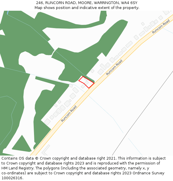 246, RUNCORN ROAD, MOORE, WARRINGTON, WA4 6SY: Location map and indicative extent of plot