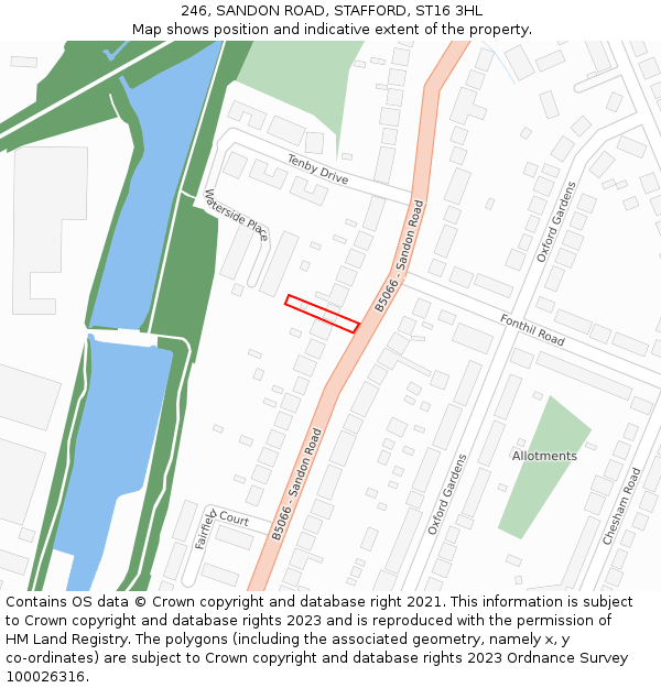 246, SANDON ROAD, STAFFORD, ST16 3HL: Location map and indicative extent of plot