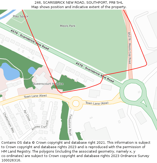 246, SCARISBRICK NEW ROAD, SOUTHPORT, PR8 5HL: Location map and indicative extent of plot