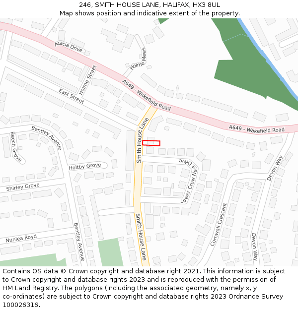 246, SMITH HOUSE LANE, HALIFAX, HX3 8UL: Location map and indicative extent of plot