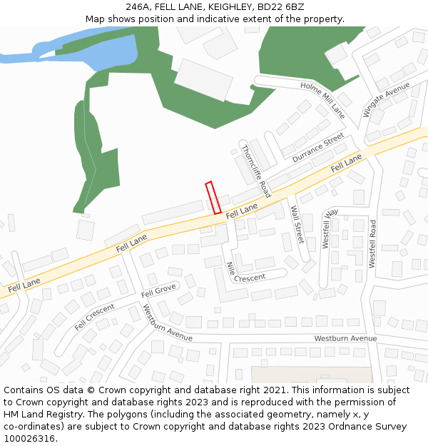 246A, FELL LANE, KEIGHLEY, BD22 6BZ: Location map and indicative extent of plot
