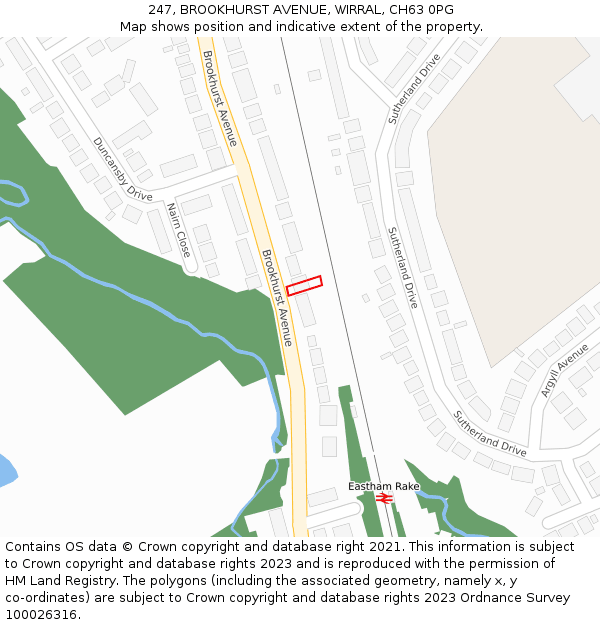 247, BROOKHURST AVENUE, WIRRAL, CH63 0PG: Location map and indicative extent of plot