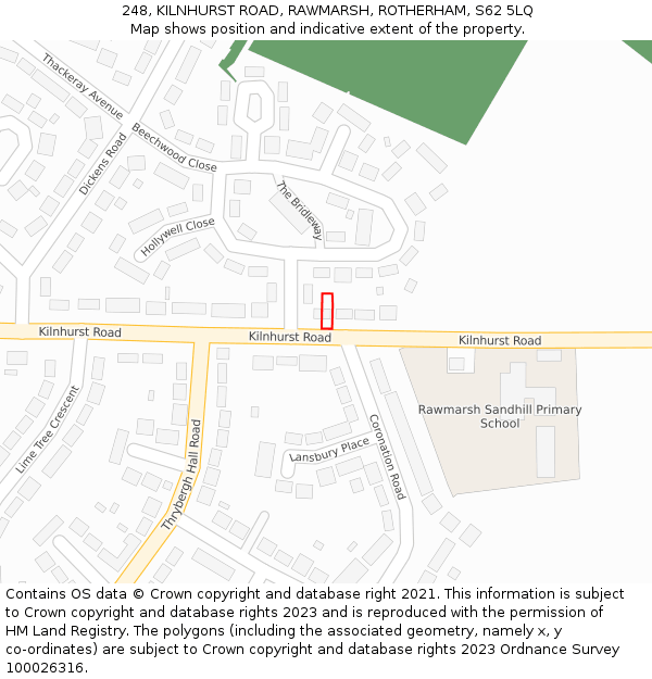 248, KILNHURST ROAD, RAWMARSH, ROTHERHAM, S62 5LQ: Location map and indicative extent of plot