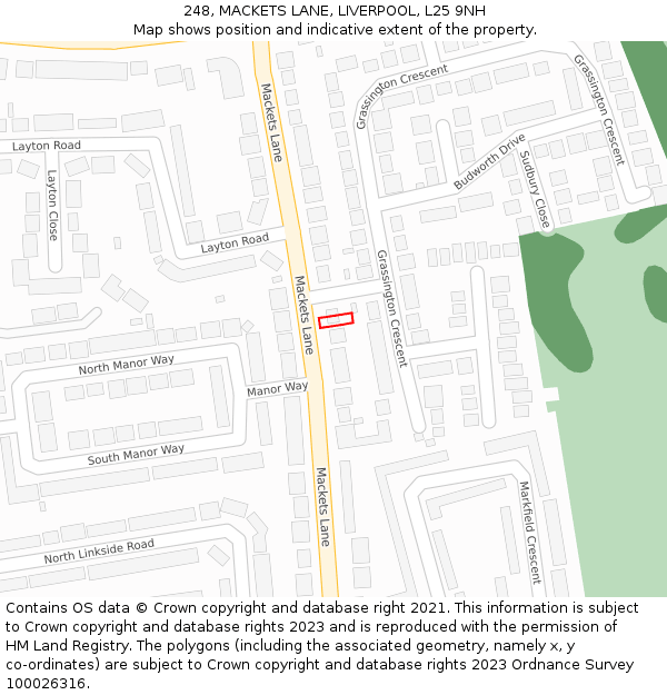 248, MACKETS LANE, LIVERPOOL, L25 9NH: Location map and indicative extent of plot