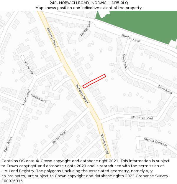 248, NORWICH ROAD, NORWICH, NR5 0LQ: Location map and indicative extent of plot