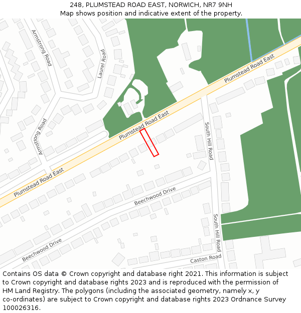 248, PLUMSTEAD ROAD EAST, NORWICH, NR7 9NH: Location map and indicative extent of plot