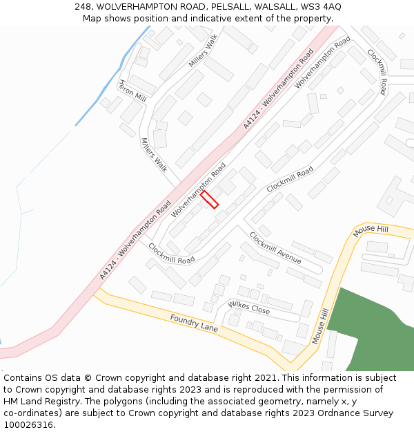 248, WOLVERHAMPTON ROAD, PELSALL, WALSALL, WS3 4AQ: Location map and indicative extent of plot