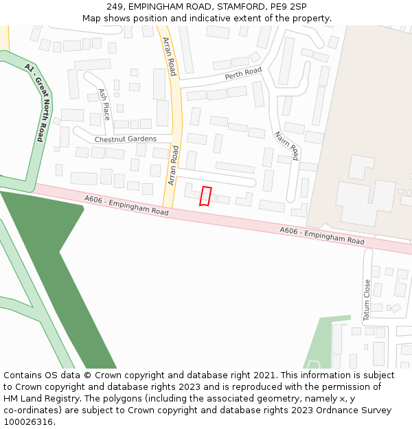 249, EMPINGHAM ROAD, STAMFORD, PE9 2SP: Location map and indicative extent of plot