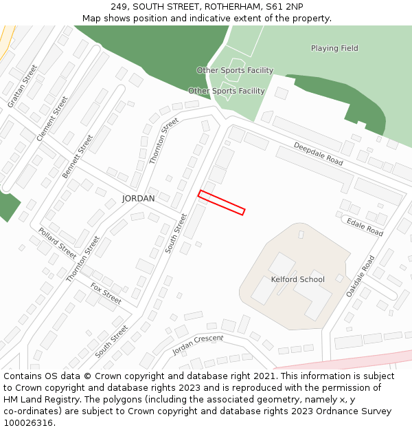 249, SOUTH STREET, ROTHERHAM, S61 2NP: Location map and indicative extent of plot