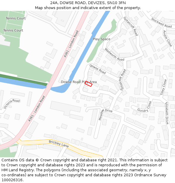 24A, DOWSE ROAD, DEVIZES, SN10 3FN: Location map and indicative extent of plot