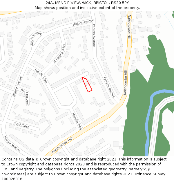 24A, MENDIP VIEW, WICK, BRISTOL, BS30 5PY: Location map and indicative extent of plot