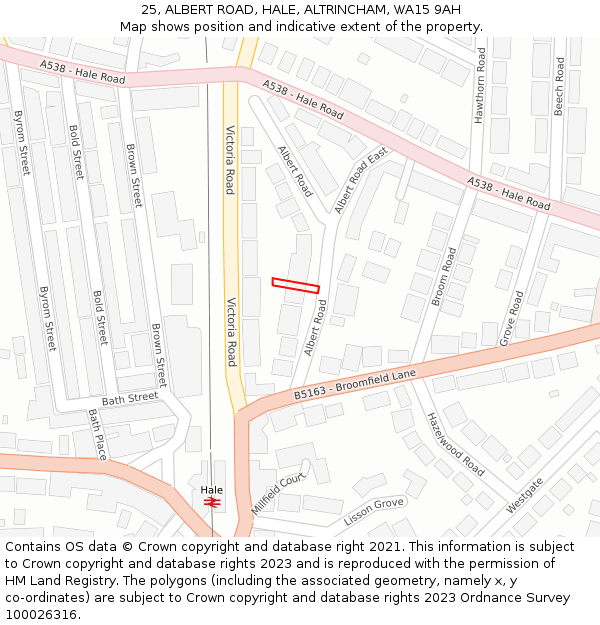 25, ALBERT ROAD, HALE, ALTRINCHAM, WA15 9AH: Location map and indicative extent of plot
