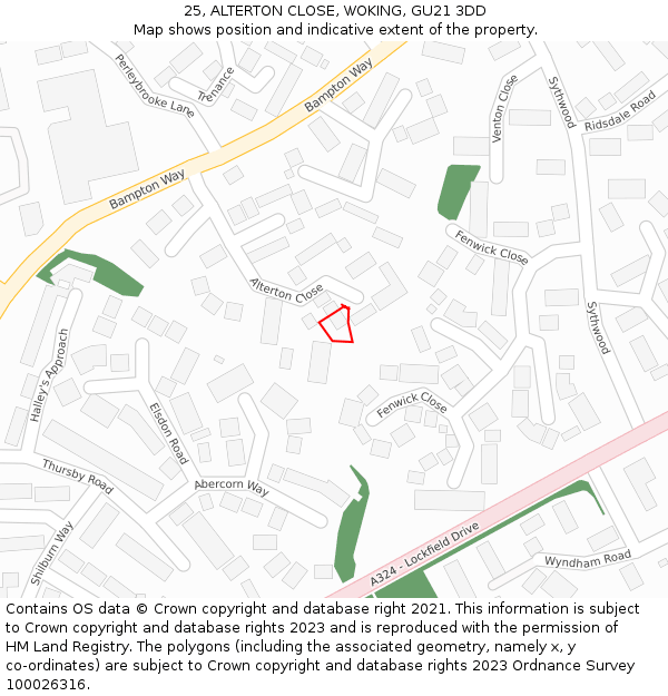 25, ALTERTON CLOSE, WOKING, GU21 3DD: Location map and indicative extent of plot