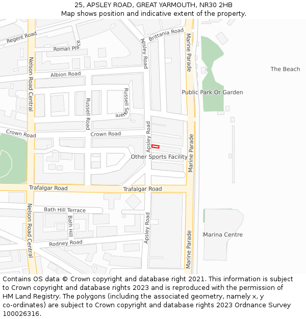25, APSLEY ROAD, GREAT YARMOUTH, NR30 2HB: Location map and indicative extent of plot