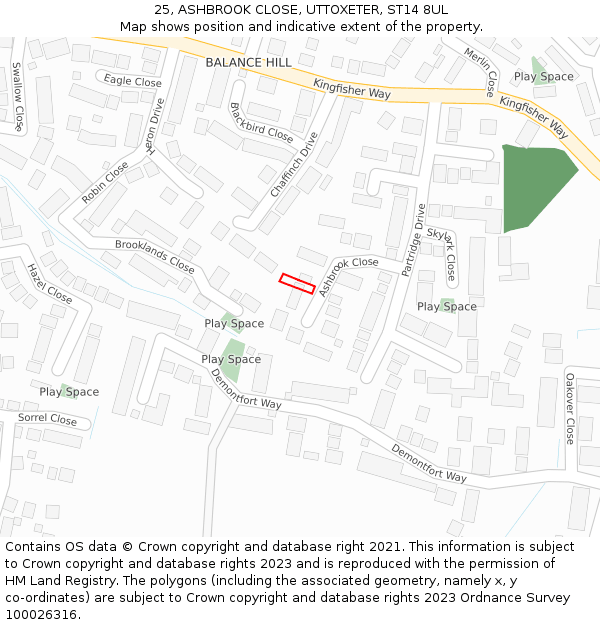 25, ASHBROOK CLOSE, UTTOXETER, ST14 8UL: Location map and indicative extent of plot