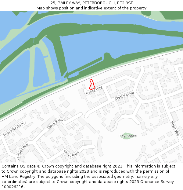 25, BAILEY WAY, PETERBOROUGH, PE2 9SE: Location map and indicative extent of plot