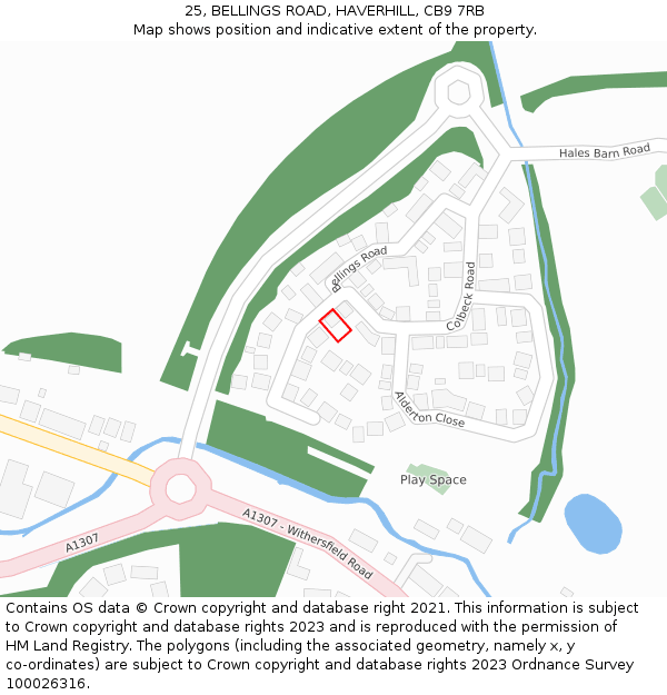25, BELLINGS ROAD, HAVERHILL, CB9 7RB: Location map and indicative extent of plot