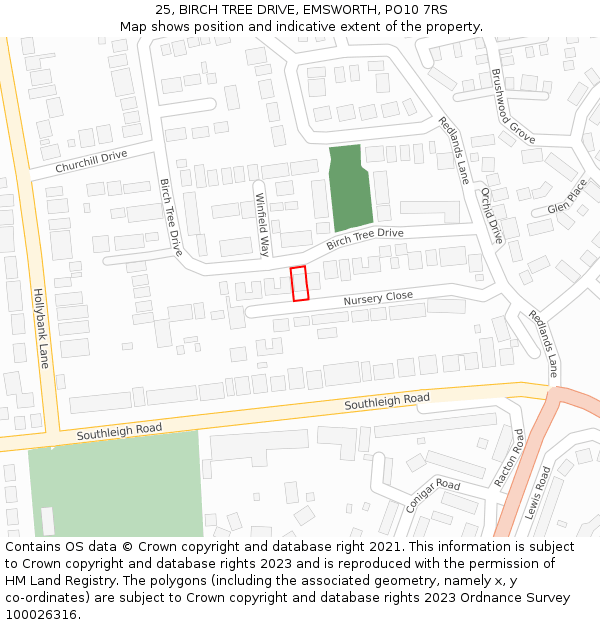 25, BIRCH TREE DRIVE, EMSWORTH, PO10 7RS: Location map and indicative extent of plot