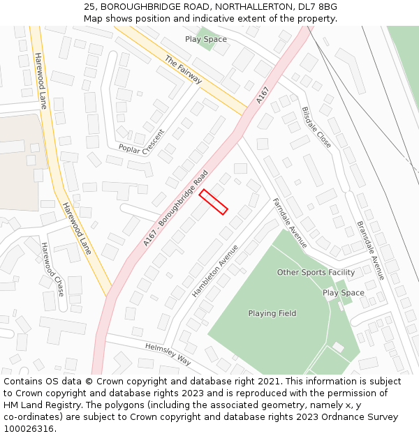 25, BOROUGHBRIDGE ROAD, NORTHALLERTON, DL7 8BG: Location map and indicative extent of plot