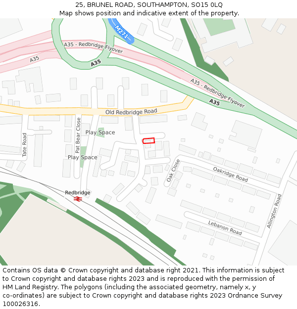 25, BRUNEL ROAD, SOUTHAMPTON, SO15 0LQ: Location map and indicative extent of plot