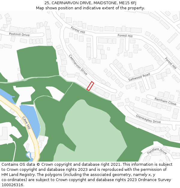 25, CAERNARVON DRIVE, MAIDSTONE, ME15 6FJ: Location map and indicative extent of plot