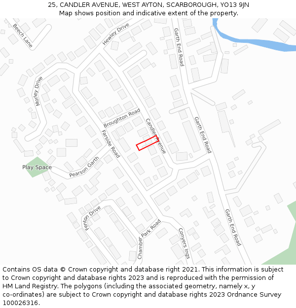 25, CANDLER AVENUE, WEST AYTON, SCARBOROUGH, YO13 9JN: Location map and indicative extent of plot