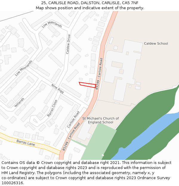 25, CARLISLE ROAD, DALSTON, CARLISLE, CA5 7NF: Location map and indicative extent of plot