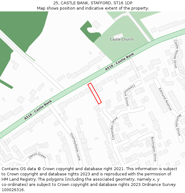 25, CASTLE BANK, STAFFORD, ST16 1DP: Location map and indicative extent of plot