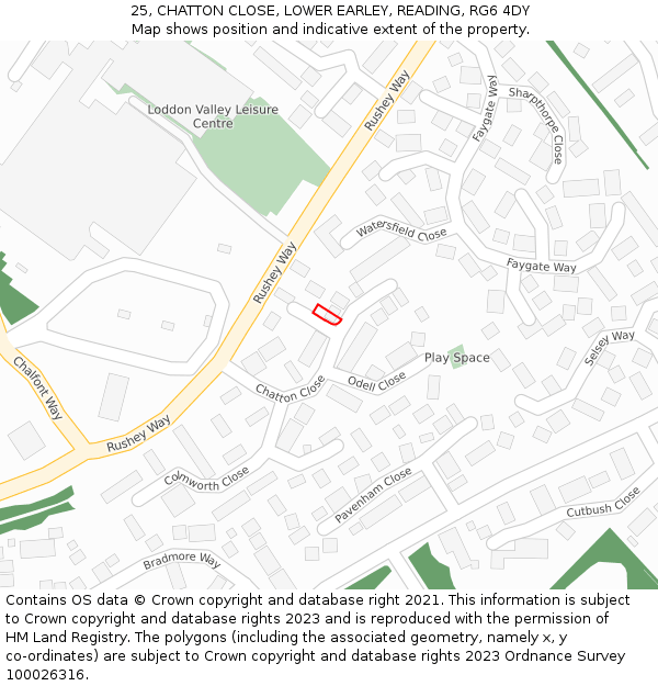 25, CHATTON CLOSE, LOWER EARLEY, READING, RG6 4DY: Location map and indicative extent of plot