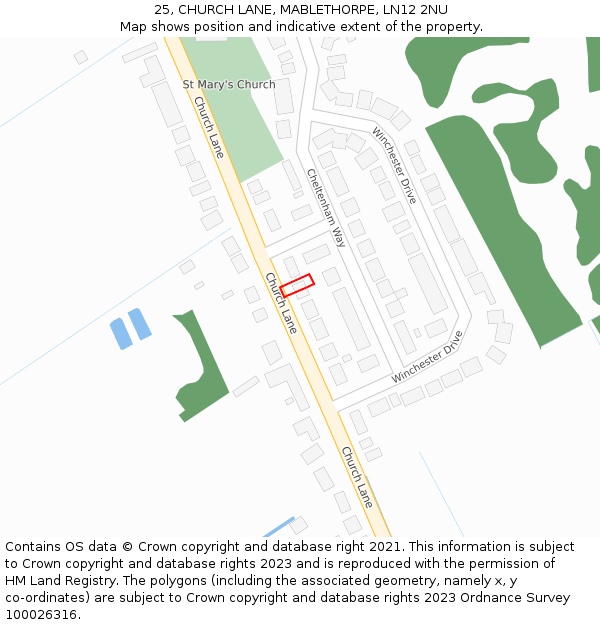 25, CHURCH LANE, MABLETHORPE, LN12 2NU: Location map and indicative extent of plot
