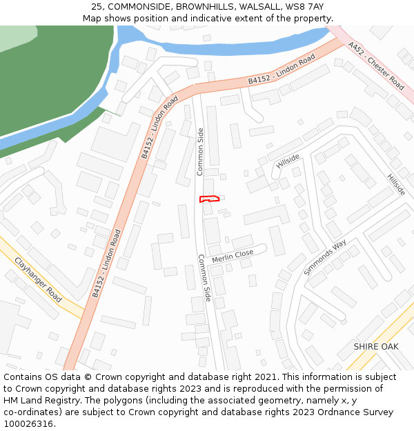25, COMMONSIDE, BROWNHILLS, WALSALL, WS8 7AY: Location map and indicative extent of plot