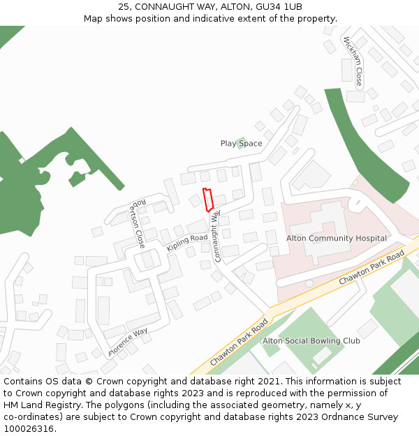 25, CONNAUGHT WAY, ALTON, GU34 1UB: Location map and indicative extent of plot
