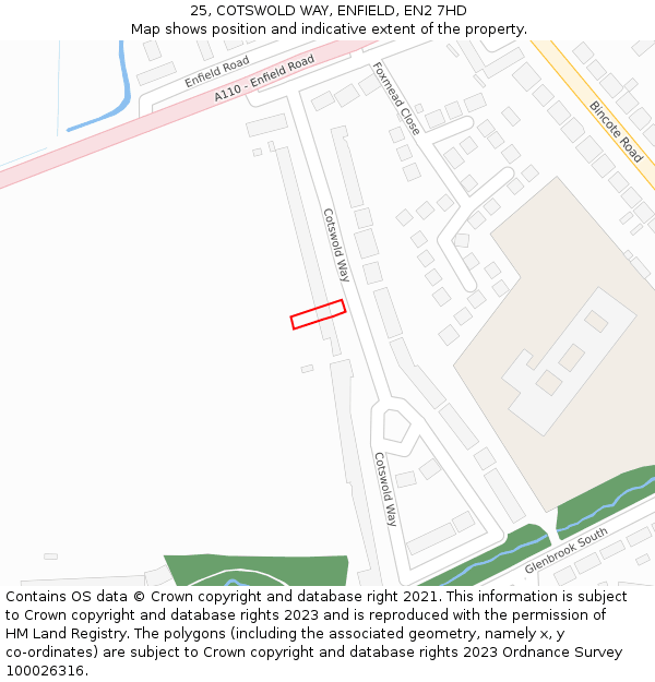 25, COTSWOLD WAY, ENFIELD, EN2 7HD: Location map and indicative extent of plot